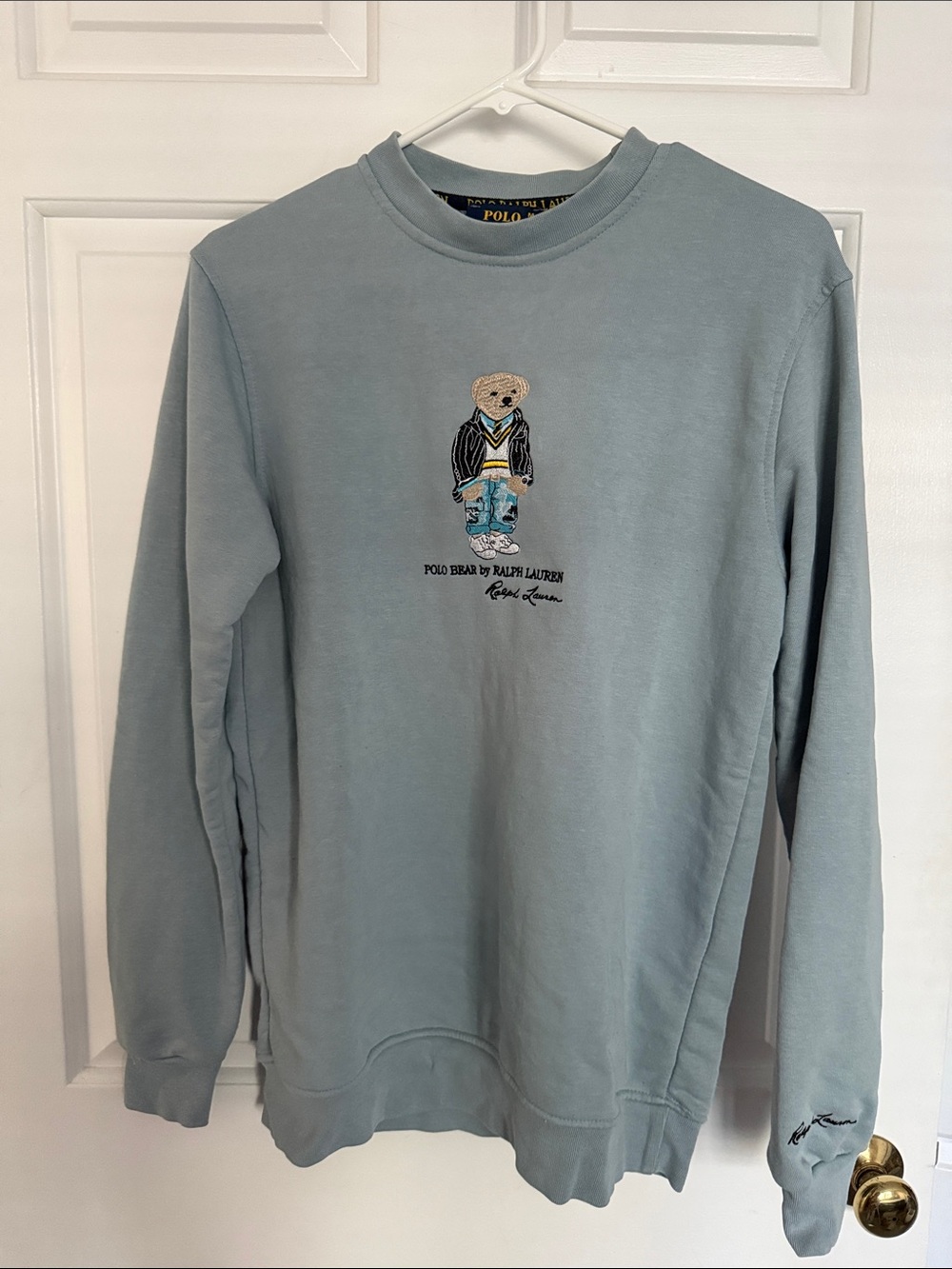 Polo by Ralph Lauren Men’s Bear Crewneck Sweater - Pale Blue
